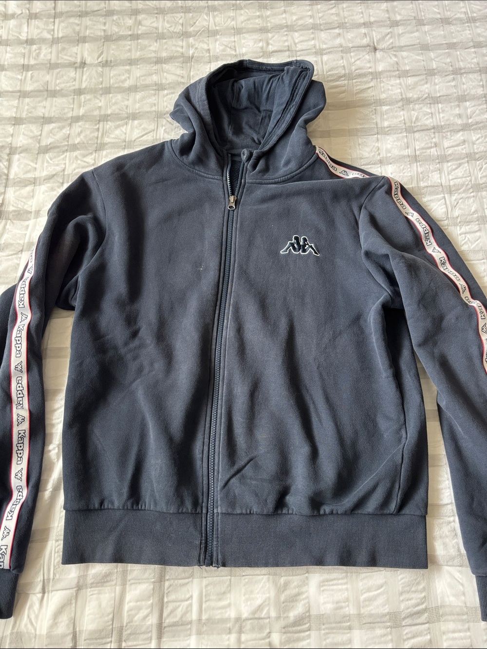 Kappa Black Hooded Zip-Up Jacket with Contrast Logo